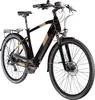 A black and gold electric trekking bicycle is shown against a white background. Produktbild-Vorschau