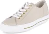 A single beige leather sneaker with white laces and a white sole is shown against a white background. Produktbild-Vorschau