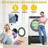 A marketing image showing a washing machine stand with two women and laundry. Produktbild-Vorschau