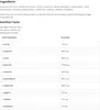 Nutrition facts and ingredients list for a supplement. Produktbild-Vorschau