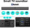 A marketing image for a small TV soundbar, showcasing its features and connectivity options. Produktbild-Vorschau