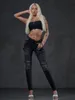 WD383 Damen Röhrenjeans im coolen Biker-Look in Skinny Fit Produktbild-Vorschau 6