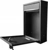 A black metal mailbox with its front door open, revealing the interior and a tray with two keys. Voir les images du produit