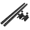 A set of black metal table extension rails and mounting brackets with knobs, displayed on a white background. Produktbild-Vorschau