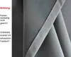 A close-up view of a dark gray curtain, showing the texture and seam detail. Text overlays provide product information. Produktbild-Vorschau