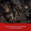Characters from a video game are shown in action, with text overlay indicating game features. Produktbild-Vorschau