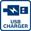 A graphic representing a USB charger with a lightning bolt symbol and the text 'USB CHARGER'. Produktbild-Vorschau
