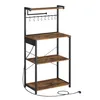 A freestanding kitchen shelf unit with multiple tiers and hooks. Produktbild-Vorschau
