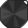 A top-down view of a black, octagonal external SSD with a brushed metal finish and the MSI logo embossed on its surface. Náhled obrázku produktu
