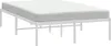 A white metal bed frame with a white mattress on top, shown against a white background. Náhled obrázku produktu