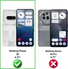 A comparison of two phone models, showing their back and front views, with text indicating model names and screen sizes. Produktbild-Vorschau