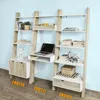 A modern ladder bookshelf with an integrated desk, showcasing its storage and workspace capabilities. Podgląd zdjęcia produktu