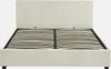 A white corduroy bed frame with a slatted mattress base is shown against a plain white background. Produktbild-Vorschau