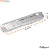A silver metal aroma rail for a grill, with dimensions indicated by orange lines and text. Produktbild-Vorschau