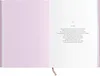 An open book with a pink cover and a page of text and a small heart illustration. Produktbild-Vorschau