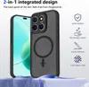A phone case with a magnetic ring is shown next to a phone screen, with feature callouts on the right. Produktbild-Vorschau