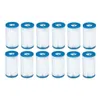 A group of twelve swimming pool filter cartridges are arranged in two rows of six on a white background. Produktbild-Vorschau