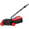 A black and red electric lawnmower is shown against a white background. Produktbild-Vorschau