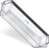 A clear, professional studio shot of a transparent plastic refrigerator door shelf. Produktbild-Vorschau