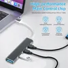 A USB hub connected to a laptop, with various cables and a USB drive plugged in. The image also features marketing text and icons. Produktbild-Vorschau