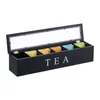 Relaxdays Teebox, 6 Fächern, Bambus, H x B x T: 9 x 43,5 x Produktbild-Vorschau 1