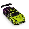 A remote-controlled car with a vibrant green, black, and purple design, shown from a slightly elevated angle on a white background. Voir les images du produit