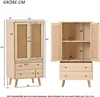 A diagram showing the dimensions of a wooden cabinet with cane doors and drawers. Produktbild-Vorschau