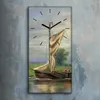 Wandbild Leinwand Bilder Wanduhr Quarz 30x60 Wasser schiffe Produktbild-Vorschau 2