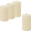 Echtwachs Stumpenkerze 10 x 6 cm geriffelt 4er Set - creme Produktbild-Vorschau 1