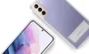 Two Samsung phones in transparent cases, one showing the screen and the other showing the back with a kickstand. Náhľad obrázku produktu