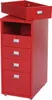 A red filing cabinet with five drawers, one of which is partially open on top. Voir les images du produit