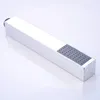 A silver rectangular shower head with gray perforated holes is shown on a white background. Produktbild-Vorschau
