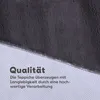 A close-up view of a dark gray, plush carpet with a textured white backing, featuring German text describing its quality. Anteprima dell’immagine prodotto