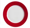 A flat plate with a white center and a red rim, isolated on a white background. Náhled obrázku produktu