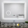 A modern LED bathroom mirror with integrated features displayed on a vanity. Produktbild-Vorschau