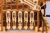 Close-up view of a wooden marble run construction kit. Náhľad obrázku produktu