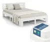 Lit double en bois 180x200 avec 2 matelas à ressorts blanc Voir les images du produit 1