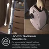 A split image showing a vacuum cleaner's telescopic tube and its main body being carried. Produktbild-Vorschau