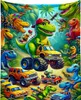 Mikroplyšová hřejivá deka 150x200 cm - Dinosauří závody Náhled obrázku produktu 1