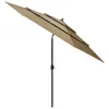 vidaXL Parasol z aluminiowym słupkiem 3-warstwowy Taupe 3 m Podgląd zdjęcia produktu 1