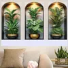 GKA 3 Stück 3D Wandtattoo Grünpflanzen A2 Blumen LED-Licht Produktbild-Vorschau 2