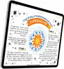 A digital tablet displaying a hand-drawn diagram about supernovae. Produktbild-Vorschau
