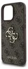 A close-up view of a brown iPhone case with a repeating Guess logo pattern and a prominent Guess logo emblem. Podgląd zdjęcia produktu