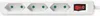 A white power strip with three European-style outlets and a red on/off switch. Voir les images du produit