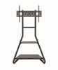 A black TV stand with two shelves and a mount for a television, shown against a white background. Produktbild-Vorschau