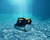 A robotic pool cleaner is shown underwater in a swimming pool. Produktbild-Vorschau