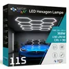 Product packaging for a MasterLED Hexagon Lamp, featuring a blue car in a garage setting. Podgląd zdjęcia produktu