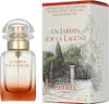 A bottle of Hermes Un Jardin Sur La Lagune Eau de Toilette and its packaging. Voir les images du produit