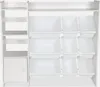 A white toy organizer with multiple storage bins and a small cabinet. Produktbild-Vorschau