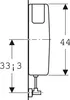 A technical drawing of a toilet cistern with dimensions indicated. Produktbild-Vorschau